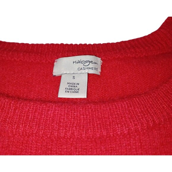 Halogen 100% Cashmere Crew Neck Sweater Red Womens Small Cozy Christmas Holiday - Picture 3 of 7
